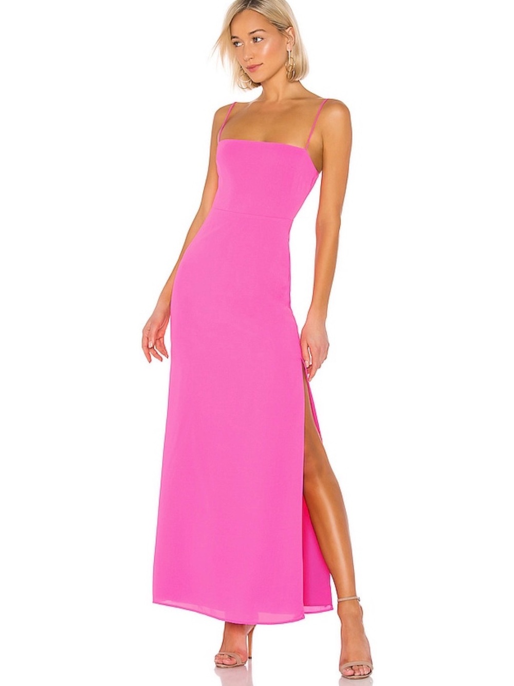 NWT Revolve Superdown Hot Pink Maxi Dress XS High Side Slits Summer Party Sexy